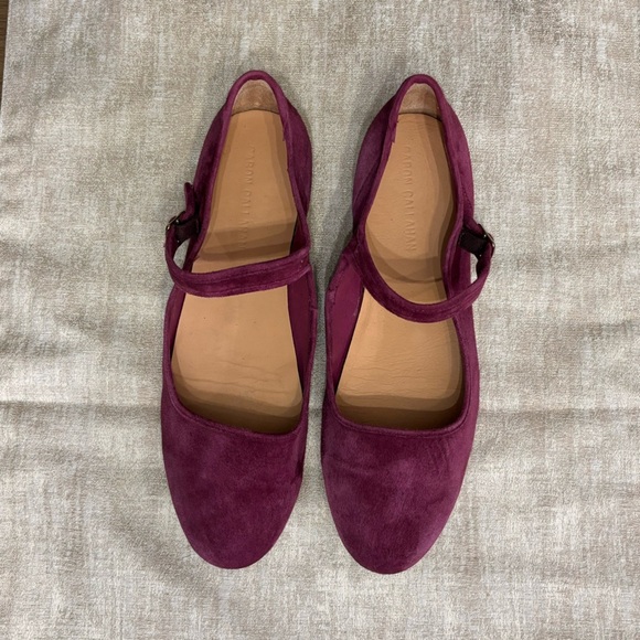 Caron Callahan Ellie Mary Jane Suede Ballet Flats‎ Mulberry Burgundy Size 40.5 - Picture 2 of 11